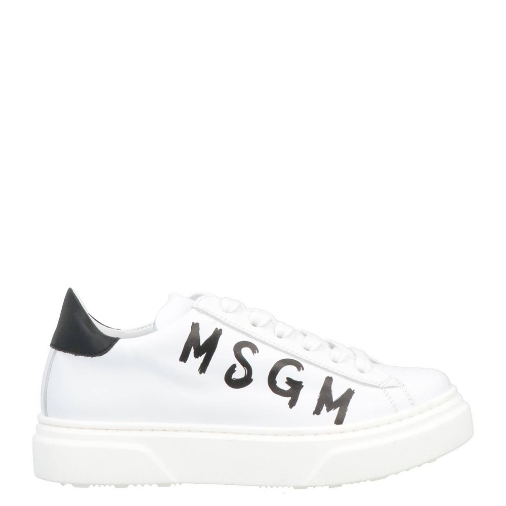 MSGM Sneakers - GINEVRA BIANCO , Logo print Leather Lace Up Size 34 Kids Unisex